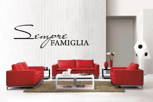 Newclew Sempre FAMIGLIA Italian Always Forever Family removable Vinyl Wall Decal Home Décor Large