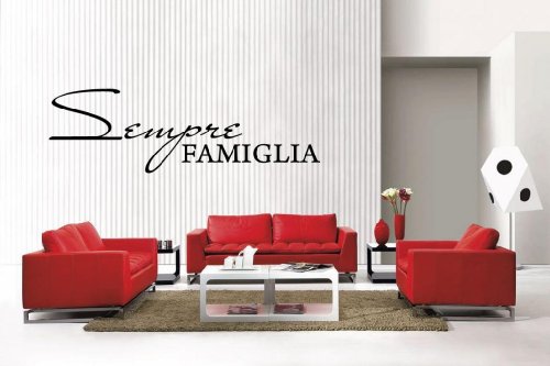 Newclew Sempre FAMIGLIA Italian Always Forever Family removable Vinyl Wall Decal Home DÃ©cor Large