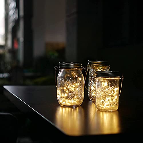 Solarlampen für Außen 6Stück, 30Leds Lichterkette Warmeweiße Wasserdichte Hängeleuchte Laterne Dekoration für Aussen Garten