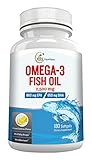 2500mg Omega 3 Fish Oil High In EPA & DHA (900mg-600mg) | 180 Burpless and Lemon Flavored Softgels - By VitaNutritions
