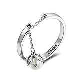 JustM 925 Sterling Silver Adjustable Pearl Flower Band Rings Dangle Open Finger Ring for Women Girls