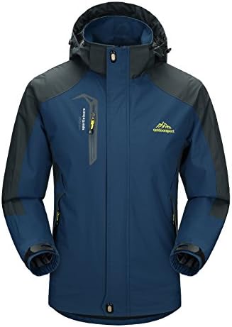 Men Waterproof Breathable Coat Lightweight Front-Zip Sportswear Jacket Dark Blue M