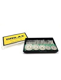 drilax 25 Pcs Diamond Coated Burs Juego de discos de cortar surtidos Formas Cono Ronda Bit Muela cilíndrica Kit joyas playa mar conchas vidrio Piedras Preciosas Lapidary 1 8" Shaft