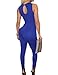 Sexy Womens Lace-up Bust Deep V Neck Key Hole Back Sleeveless Jumpsuit (Medium, Royal Blue)