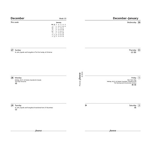 Filofax 2017 Personal/Compact Week to View Refill, Sunday to Saturday, 6.75 x 3.75 inches (C68419-17)