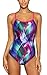 ALove Women's Printed Athletic One Piece Swimsuit Sports Swimwear Training Suit