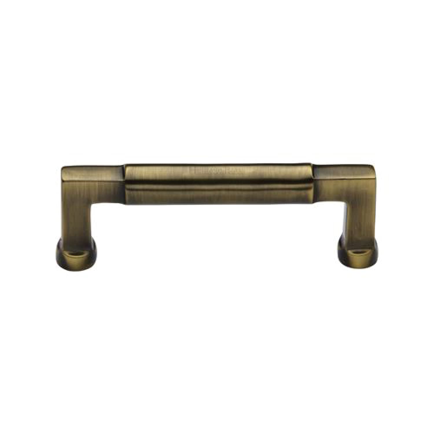 HERITAGE BRASS Drawer Pull | Luxury Bauhaus Design Cabinet Pull | Handle for Cupboard Drawers and Doors, Desks and Furniture - Antique Brass Finish, 101 Millimetre CTC