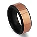 Will Queen 8mm Rose Gold Beveled Tungsten Carbide Rings Top Polished Wedding Bands, Comfort Fit