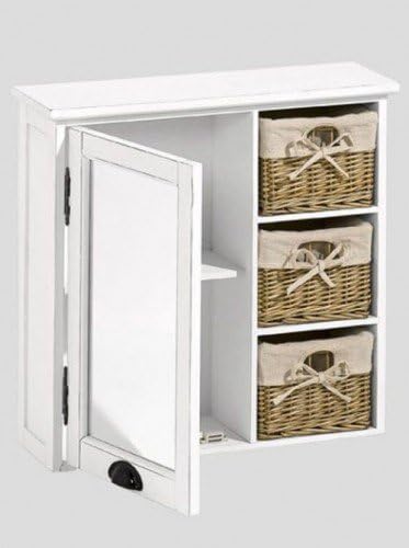 Hängeschrank mit Körben weiß Schrank Spiegelschrank: Amazon.de: Küche