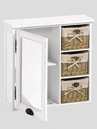 Hängeschrank mit Körben weiß Schrank Spiegelschrank: Amazon.de: Küche
