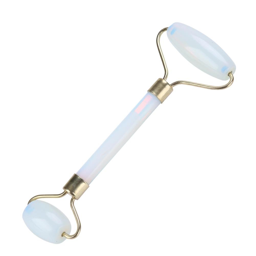 Double-Head Beauty Roller - Jade Face Eye Neck Massager Tool(White)