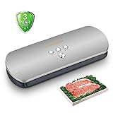KitchenBoss Vacuum Sealer, Automatic Vacuum Sealing System for Dry & Moist Foods Preservation - Latest Model with Starter Vacuum Bags (Silver)