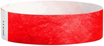 100 Ct 3/4" party Bar paper bracelet Identification Tyvek Wristband for Crowd Control, with secret gift(Red)