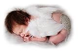 FashionWings (TM) White Feather Angel Wings & Halo for Newborn 0-6 Mo Babies