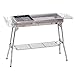 Outsunny Portable Charcoal Grill, Stainless Steel Folding Barbecue BBQ Grill with Pan, Grill Rack, Shelves and Hooks for Backyard Cooking, Camping, Picnic, Party, Tailgating and Travel