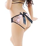 Letdown Women Lady Sexy Seamless Low-Rise Lace Bow Panties Panty Hollow Girl Underwear (Pink)