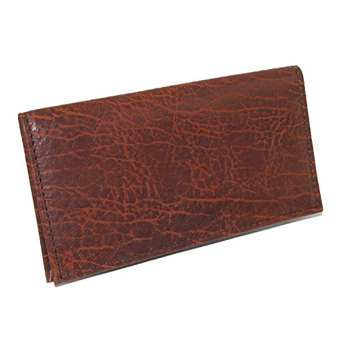Boston Leather Unisex Textured Bison Leather Checkbook Cover, Tuscan - Thumbnail 3