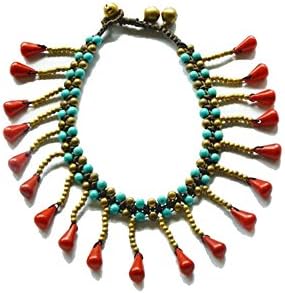 Miweel Gold Anklet for Women Teen Girls Anklet Bracelet TeardropTurquoise Beaded Bell Beach Anklets