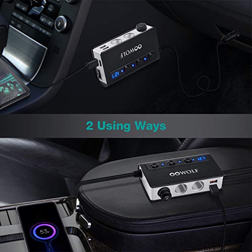 OOWOLF Cigarette Lighter Adapter Quick Charge 3.0 180W 12V/24V 3Socket