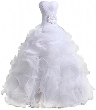 Women's Organza Sweetheart Neckline Cascading Ruched Wedding Dress