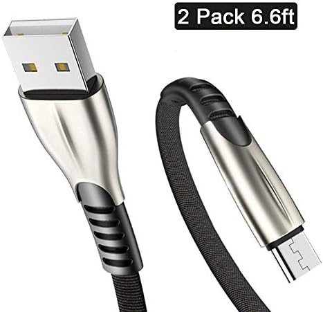Samsung Galaxy S7 S6 Edge Charger Fast Charging, 2 Pack Micro USB Cable 6.6ft/2M Durable Android Charger Cords for Samsung J7 Prime J3 Emerge A7 Note5 4 LG Kindle Xbox PS4 Moto Turbo, Black