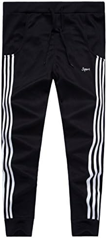 Boy's Pull On Jogger Pants Slim Fit Skinny Running Trousers Black-7