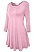 JollieLovin Womens Plus Size 3/4 Sleeve Tunic Tops Loose Fit Casual Swing Basic T Shirt to Wear with Leggings Pink