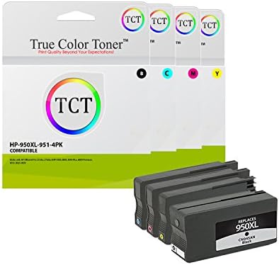 True Color Toner 950XL 951XL 4 Pack High Yield Compatible Ink Cartridge 950 951 XL Replacement for HP OfficeJet Pro 251dw 276dw MFP 8100 8600 8610 8620 8630 Printers (Black, Cyan, Magenta, Yellow)