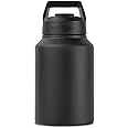 HydroJug Sport - Stainless Steel Tumbler with Straw, Vacuum Insulated, 64oz Leakproof Water Bottle, Ergonomic Design, Reusable, Dishwasher Safe, Rubber Base, Durable for Gym or Outdoors, Black