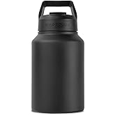 HydroJug Sport - Stainless Steel Tumbler with Straw, Vacuum Insulated, 64oz Leakproof Water Bottle, Ergonomic Design, Reusable, Dishwasher Safe, Rubber Base, Durable for Gym or Outdoors, Black