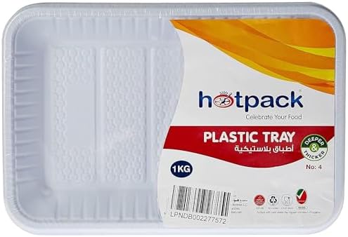 Hotpack Disposable Rectangular Plastic Serving Tray -Medium Size