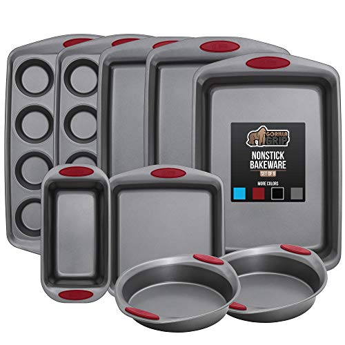 Gorilla Grip Nonstick, Heavy Duty, Carbon Steel Bakeware Sets, 9 Piece
