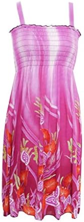 Junior/Missy Smocked Dress/Cover Up Fuschia Tie Dye/Flowers MED