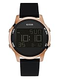 GUESS Men's U0787G2 Trendy Rose Gold-Tone Stainless Steel Watch with Digital Dial and Black Strap Buckle