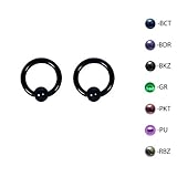 Pair of Titanium Captive Bead Ring CBR Hoop Earrings 8-6 Gauge