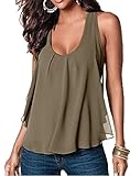 OURS Women's Crewneck Sleeveless Casual Loose Chiffon Tank Top Racerback