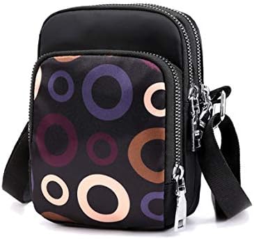 Waterproof Phone Pouch Small Crossbody Bags 3 Layers Compartments Hold Cellphone Travelon Anti Theft Zip Closure Pocket Purple Circle