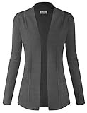 BIADANI Women Classic Soft Long Sleeve Open Front Cardigan Sweater Charcoal 3X-Large