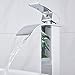 HOROW Bathroom Waterfall Vessel Sink Faucet, Single Hole Single Handle Vanity Faucet Polished Chrome