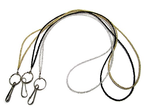 ATLanyards Set of 3 Lanyards - Black, Gold, Silver