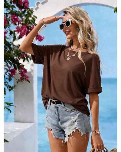 Terecey Women's Short Sleeve Basic Round Neck Soft and Comfortable Casual Oversized Style T-Shirt for Summer Spring Daily Work