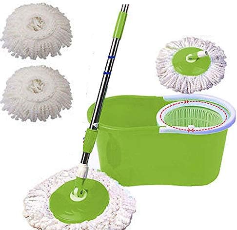 360°Rotating Head Easy Magic Floor Mop Bucket Head Microfiber Spinning Cleaner