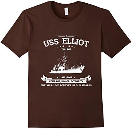 Mens USS Elliot (DD-967) Tshirt Medium Brown