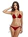 zeraca Women's Tie Side Bottom Triangle Bikini Swimsuits (M10, Dark Red)