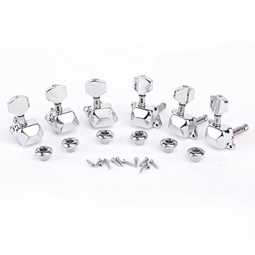 Musiclily 6 in line Semi Sealed Electric Guitar Machine Heads Tuning Pegs Keys Tuners Set for Right Hand, Chrome