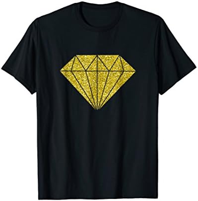 Diamond T-Shirt Bling Bling Gold Glitter Men Women Kids Gift