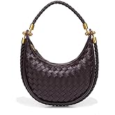 Suede Hobo Bag for Women Hand-Woven Bag Made of Suede Fabric Casual Tote Bag (Moon-Chocolate)