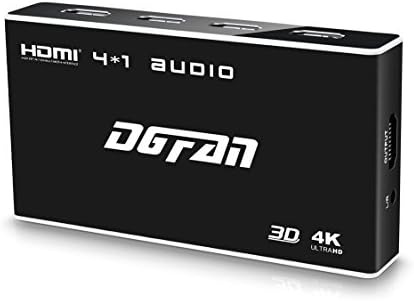 HDMI Switch, DGFAN 4x1 4k HDMI Switcher 4 Port with Optical SPDIF &amp; L/R Audio Extractor, IR Wireless Remote Control and DC 5V Power Adapter, Supports HDCP 2.2, HDMI 2.0, 3D, Full HD 1080P … (Black)