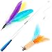 Peroom Cat Feather Toy, Cat Toy Wand Sold, 12 pcs Retractable Interactive Cat Teaser Wand Toy Set, Included 2 Wands & 10 Refills Feathers