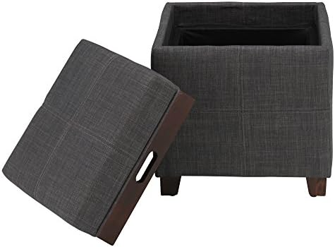 Storage Coffee Table Ottoman Grey Eco Friendly Reversible Tray Footstool Cube